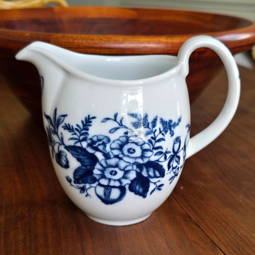 Vintage Royal Worcester Hanbury Milk Jug Blue White Floral Butterfly Cottagecore